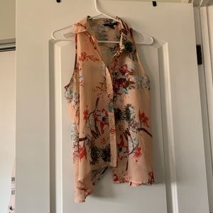 Floral open back collared top